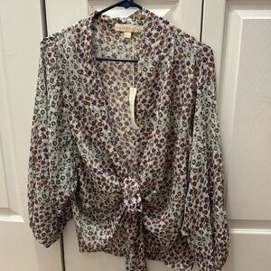NWT Lovestitch Floral Tie Front Blouse